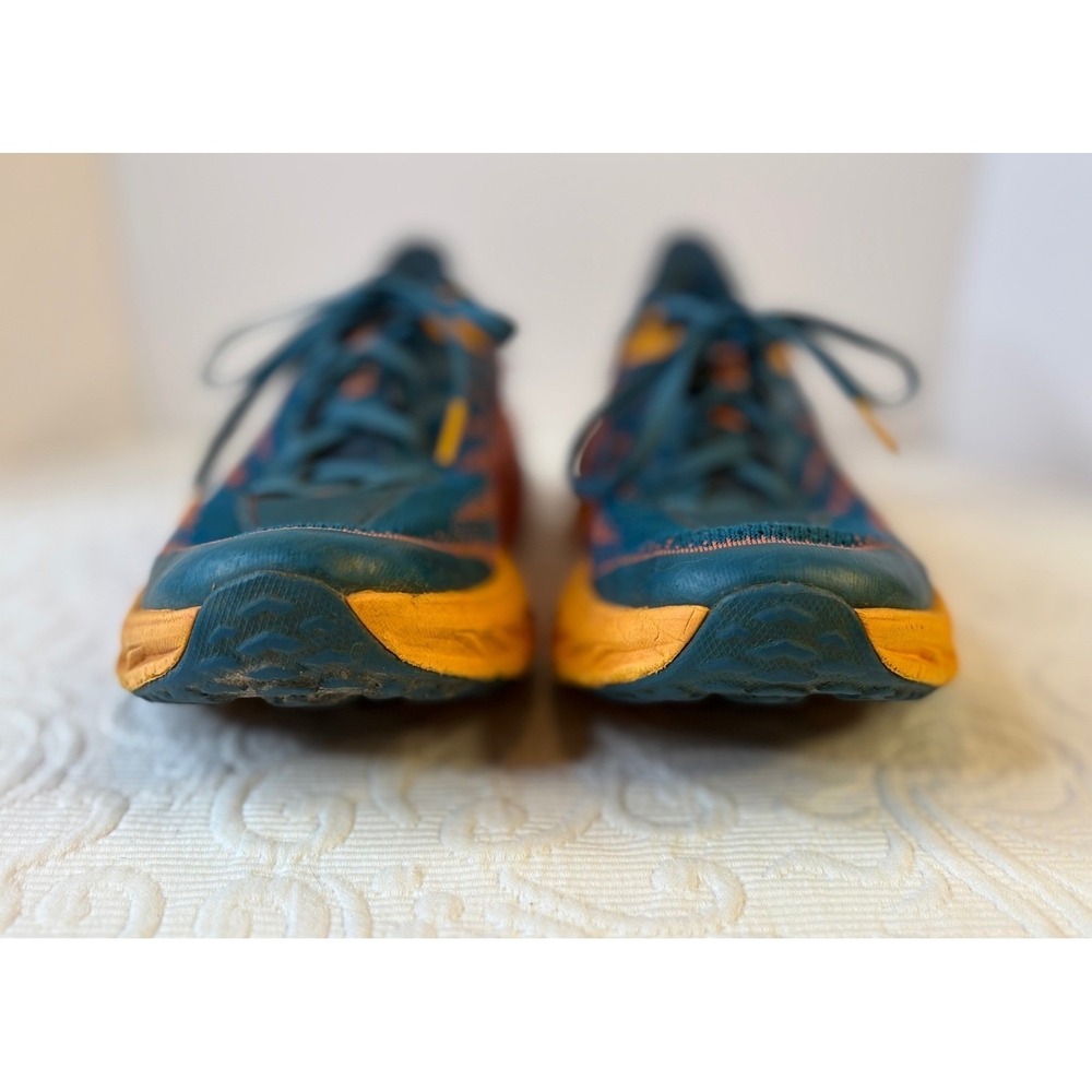 Hoka‎ Speedgoat 5 Mens Size 9B Trail Running Shoes Teal Orange Vibram - Picture 2 of 12